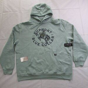 Troll Co Women's 2XL Support Blue Collar Bronc Logo Hooded Sweatshirt Hoodie Sea